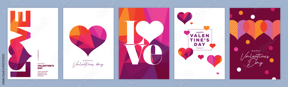 Valentines day greeting cards set. Vector illustration concepts for background, greeting card, website and mobile website banner, social media banner, marketing material. - obrazy, fototapety, plakaty 