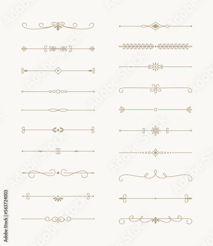 Line script ornaments. Decorative flourishes dividers vector calligraphic embellishments filigree ornament elements