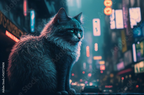 cat in the night generated by ai