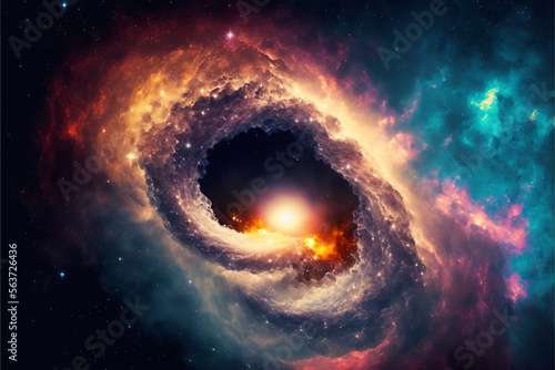 Outer deep vast space endless nebula galaxy wallpaper background. Cosmology and Astronomy. Ai generated