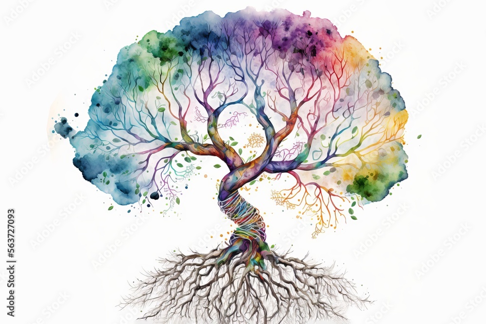 Tree of life with the roots. Generative AI