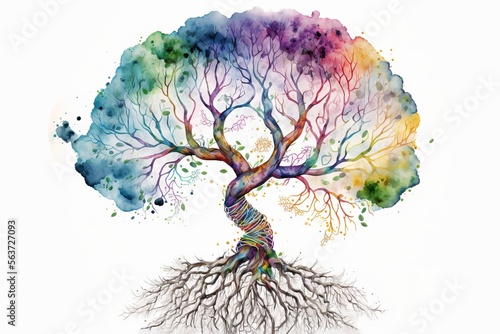 Obraz na plátně Tree of life with the roots. Generative AI