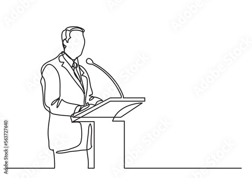 continuous line drawing vector illustration with FULLY EDITABLE STROKE of  speaker