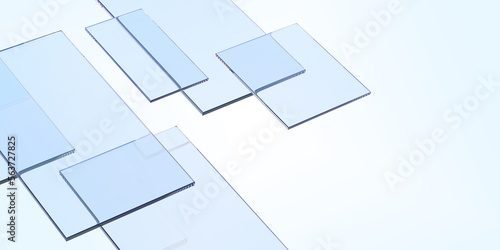 Fotografie Abstract geometric background with blue glass plates 3d render
