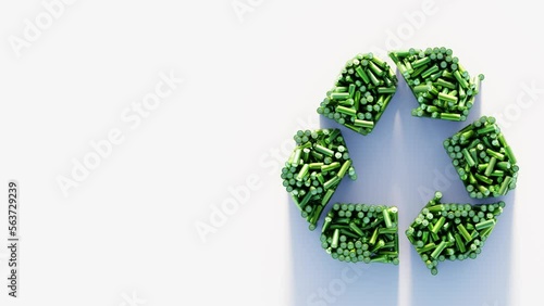 Infinite plastic bottles making the recycle green icon; sutainability and ecology concepts