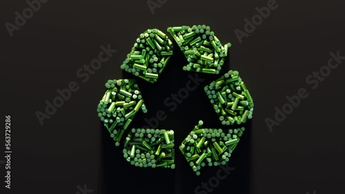 Infinite plastic bottles making the recycle green icon; sutainability and ecology concepts
