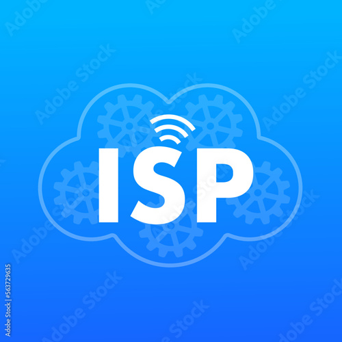 Internet provider cloud. Definition of the abbreviation of information technologies. ISP. Internet provider. Vector illustration