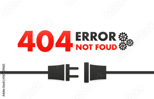 A set of electric sockets with a plug. The concept of connection and disconnection. Concept of connection to error 404. Electrical plug and socket are turned off. Wire power cable. Vector illustration