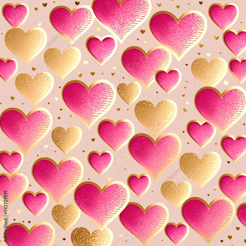 background golden pink hear...