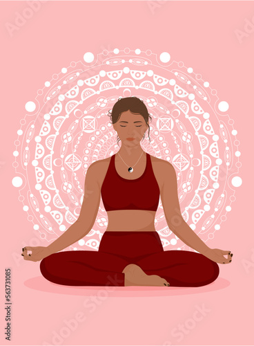 Vector illustration! Healthy meditation! Lotus pose