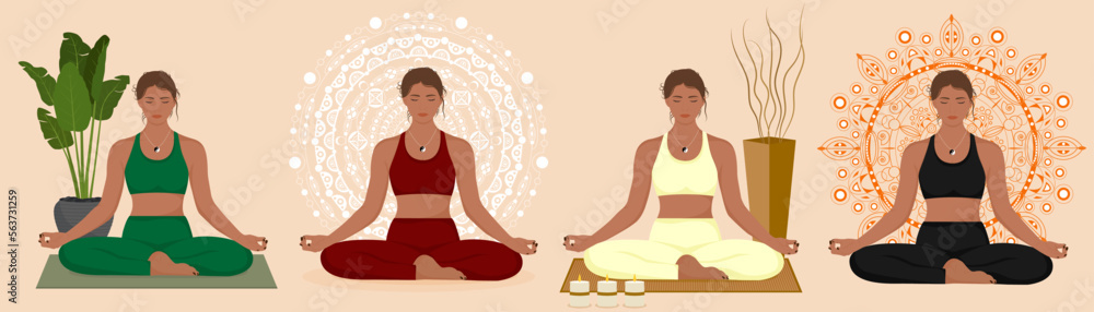Vector illustration! Healthy meditation! Yoga! Set Vector illustration! Healthy meditation! Yoga! Set