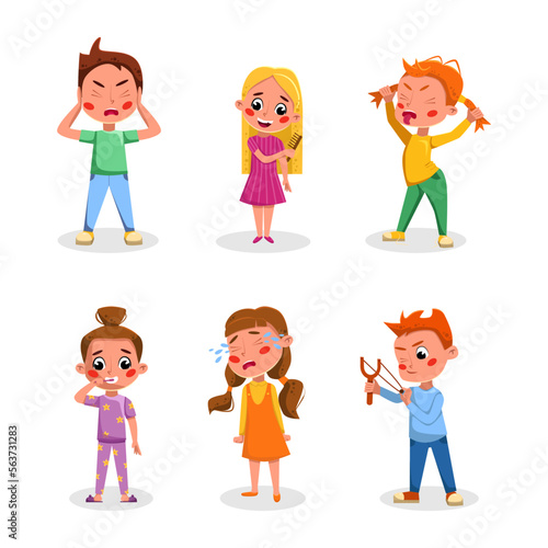 Bad and Good Kids Behavior and Habits Vector Set