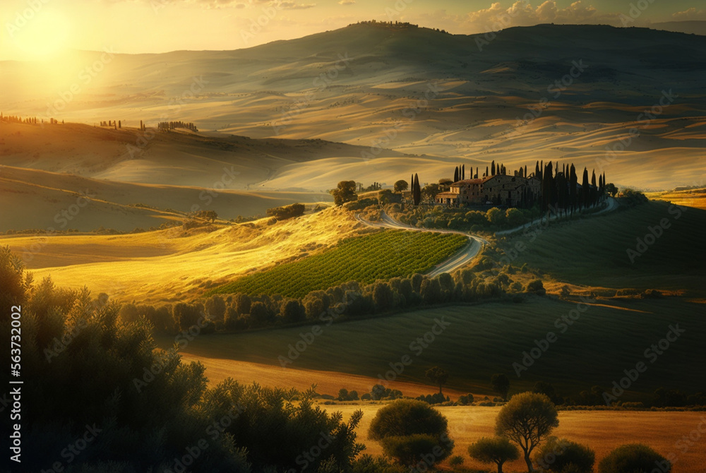 Obraz premium Tuscany Landscape, Generative AI