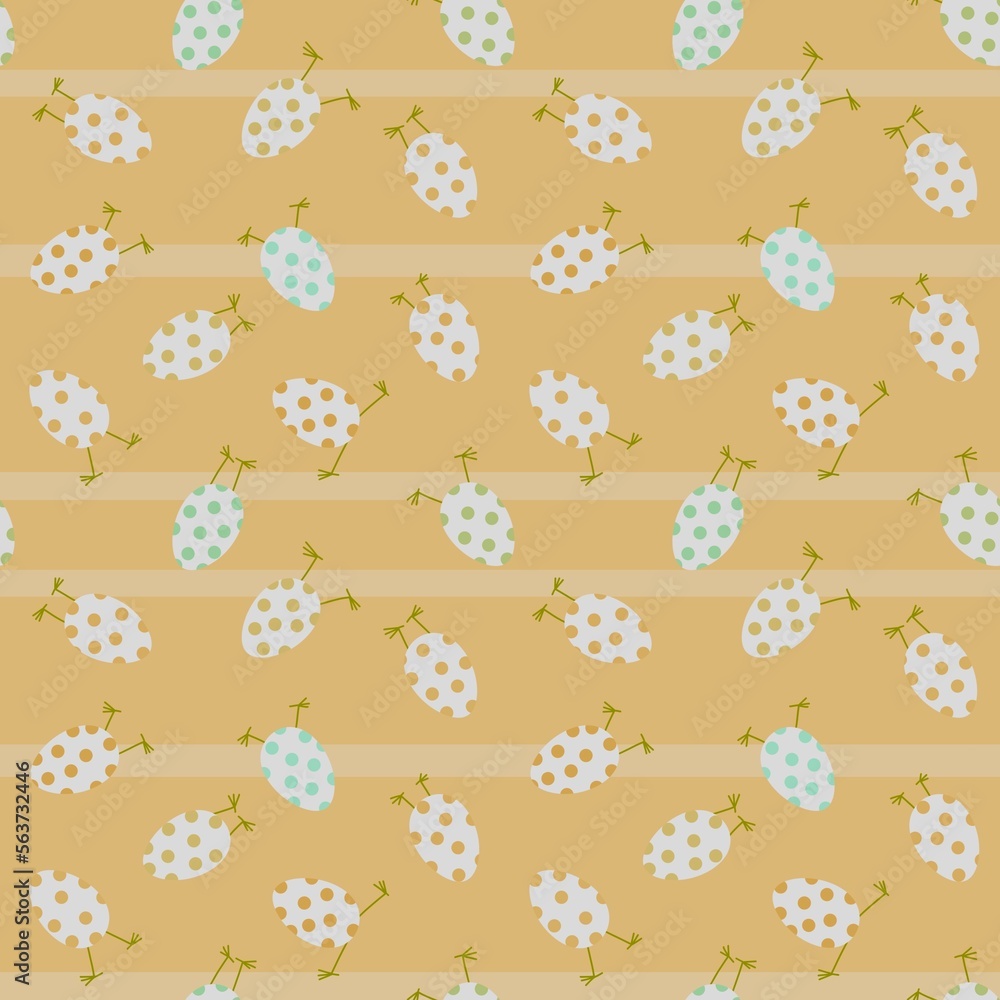 Obraz premium Easter cartoon eggs with legs seamless pattern for wrapping paper and kids clothes print and fabrics and linens