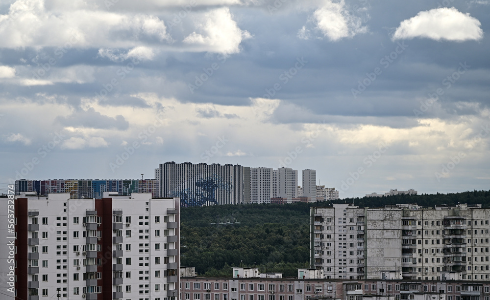 Multi-storey panel residential buildings in a residential area of the Russian capital Multi-storey panel residential buildings in a residential area of the Russian capital