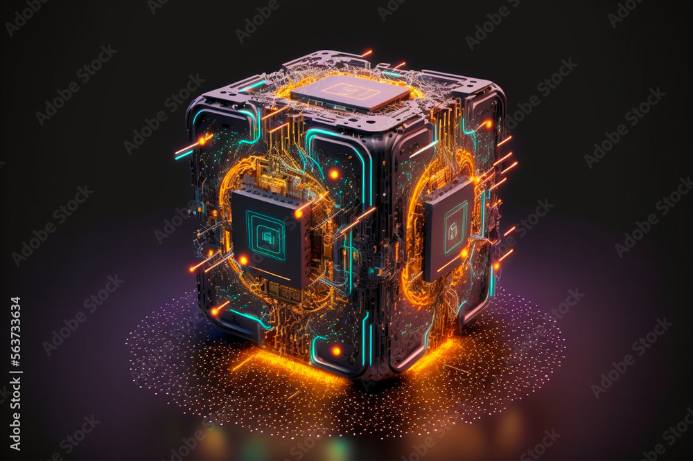 Obraz premium Futuristic glowing light Cube