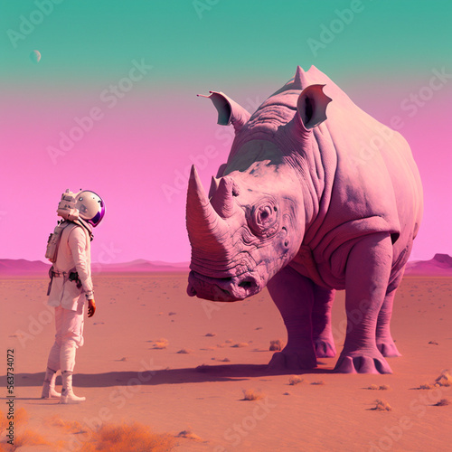 Rhino on the Planet, Animal, Generative AI