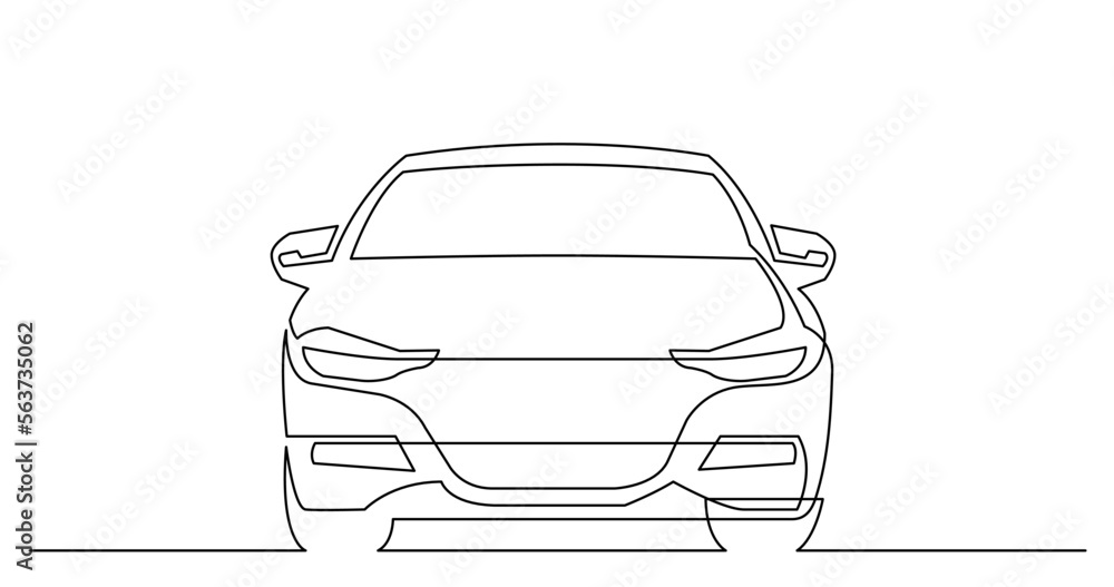 Obraz premium continuous line drawing vector illustration with FULLY EDITABLE STROKE of modern luxury sedan car