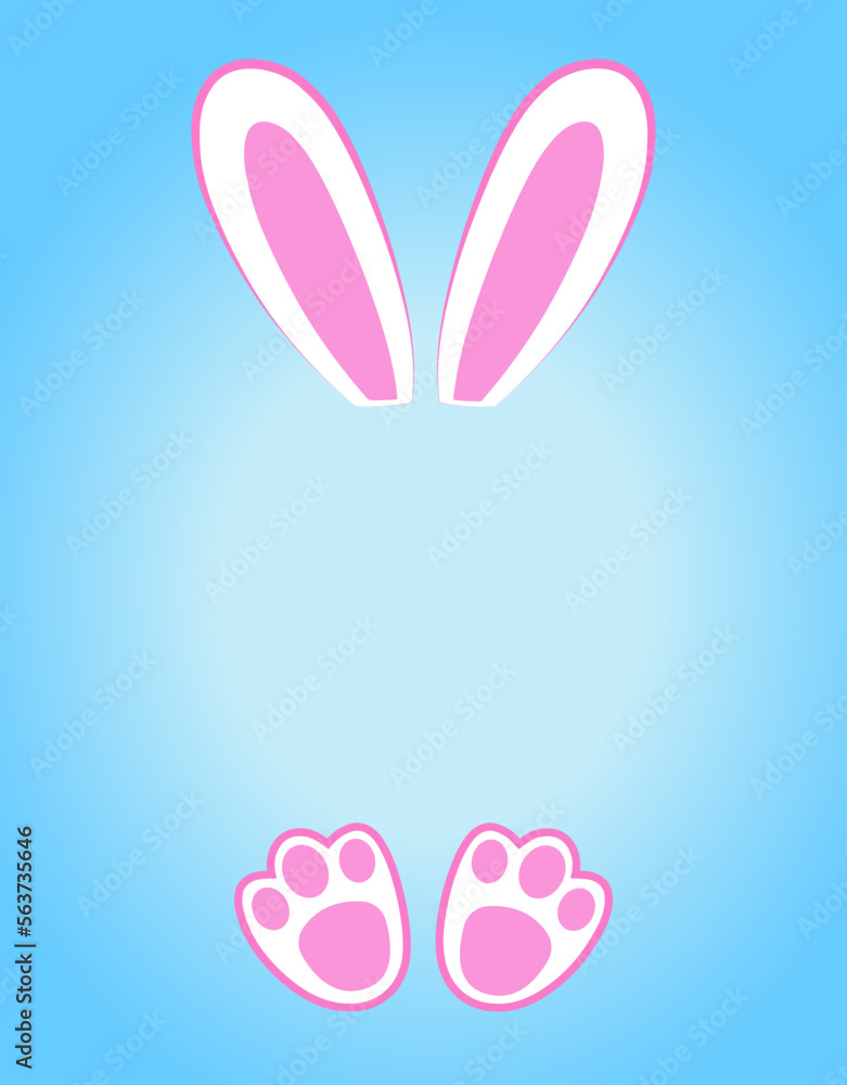 Easter card. Template for a postcard. Bunny ears. You can write your own text.