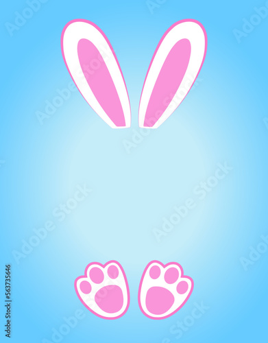 Easter card. Template for a postcard. Bunny ears. You can write your own text.
