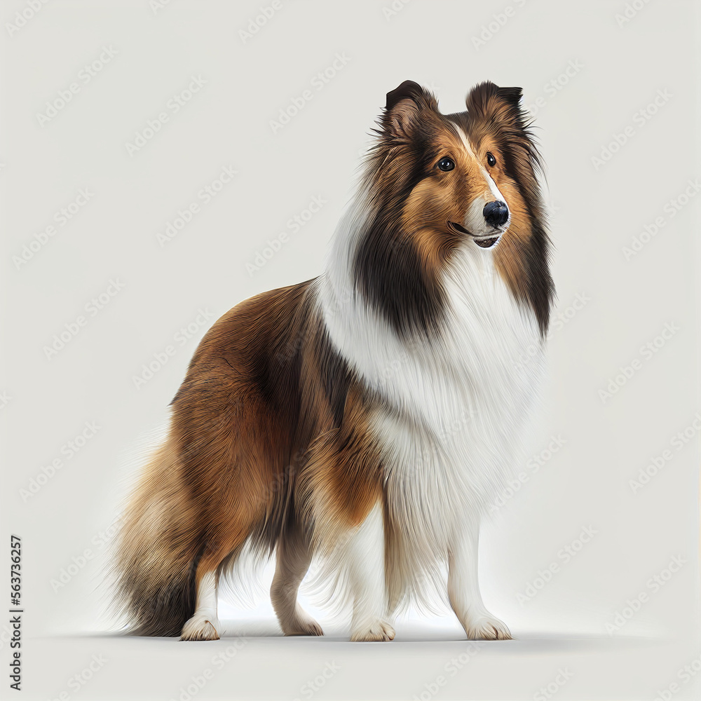 Collie full body image with white background ultra realistic



