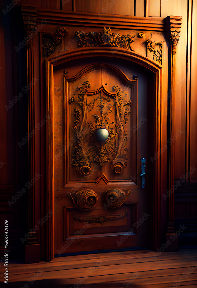 Beautiful Wooden Door. Generative AI. Beautiful Wooden Door. Generative AI.