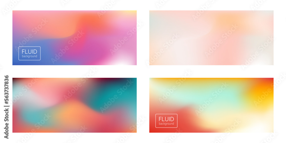 Set of horizontal gradient background. Fluid abstract background. Minimalistic design. Template for web banner.