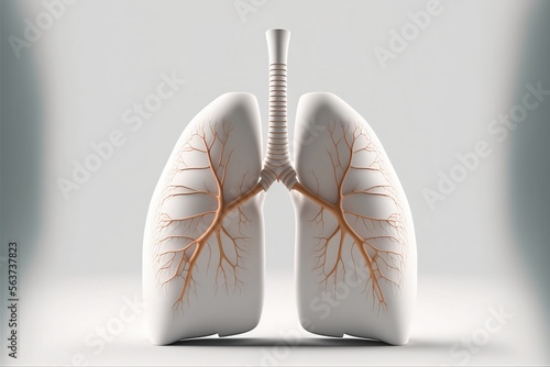White lungs on white background, human body anatomy, AI generated photo