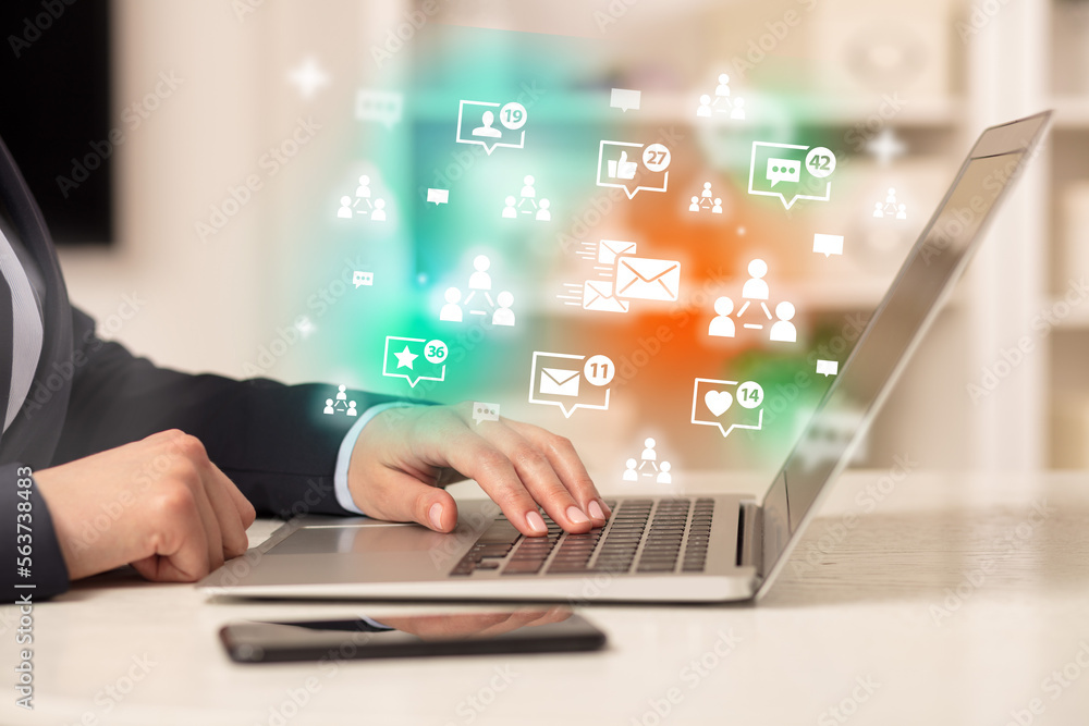 Young person surfing on social media network Young person surfing on social media network