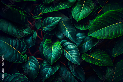 Green Leaf Background. Generative AI.