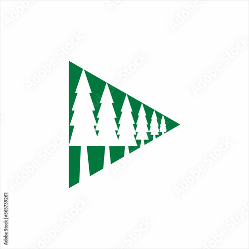 Fir tree illustration vector logo design with triangles.