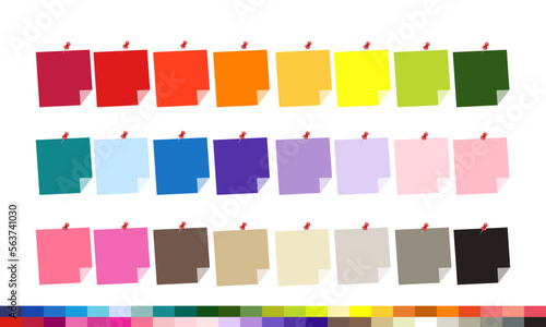 paper sheet with markings. colored paper of different colors of the rainbow for recording set eps10