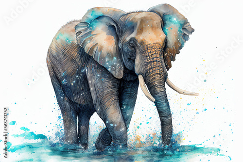 Elephant  watercolor  pastel  colors. ethereal. high quality. ephemeral art. Generated AI.