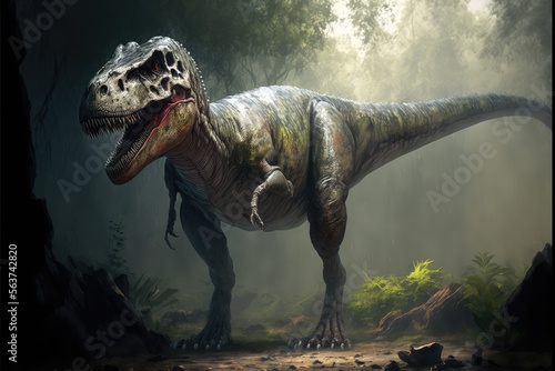 Tyrannosaurus Rex in the jungle Image generated with generative AI  © Adriana