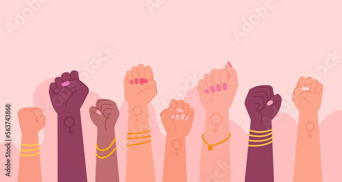 Print op canvas Women fists revolution