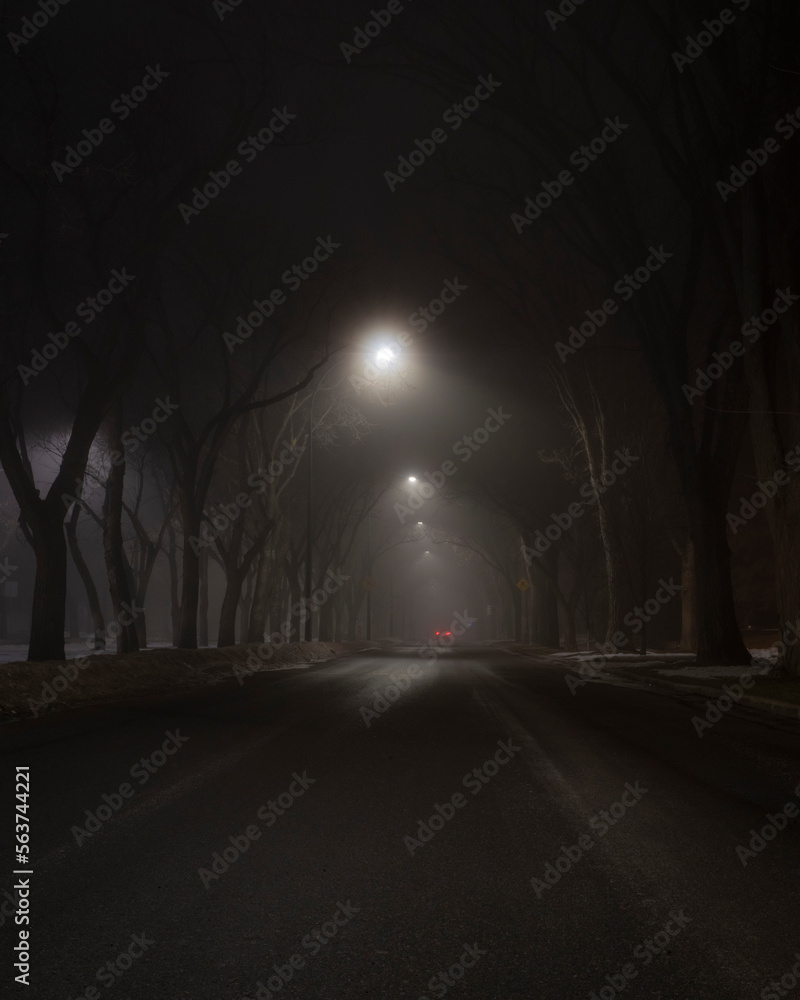 Street lights in the fog