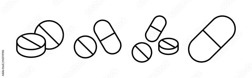 Pills icon vector for web and mobile app. capsule icon. Drug sign and symbol Pills icon vector for web and mobile app. capsule icon. Drug sign and symbol