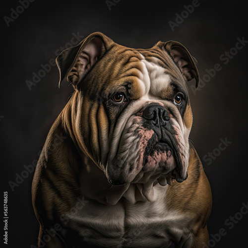 Generative AI illustration studio portrait style image of British Bulldog  pedigree dog breed #595266594 - Tapety