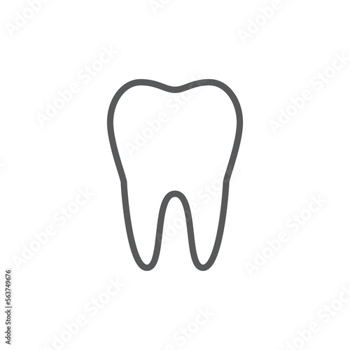 Tooth line icon. Minimalist black icon isolated on white background. Teeth simple silhouette. Web site page and mobile app design vector element.