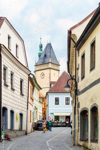 Cuadro en lienzo Street in the old historical Tabor town center, Czech Republic