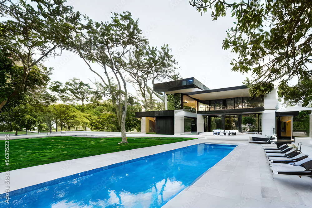 dream home architecture of a luxury modern and classic design house, generative ai