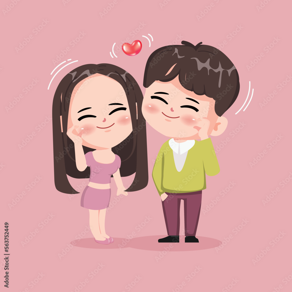 Boyfriend and Girlfriend cute cartoon chibi character, Love, Relationship, Sweetheart, couple, Valentine's Day. Wedding character Boyfriend and Girlfriend cute cartoon chibi character, Love, Relationship, Sweetheart, couple, Valentine's Day. Wedding character