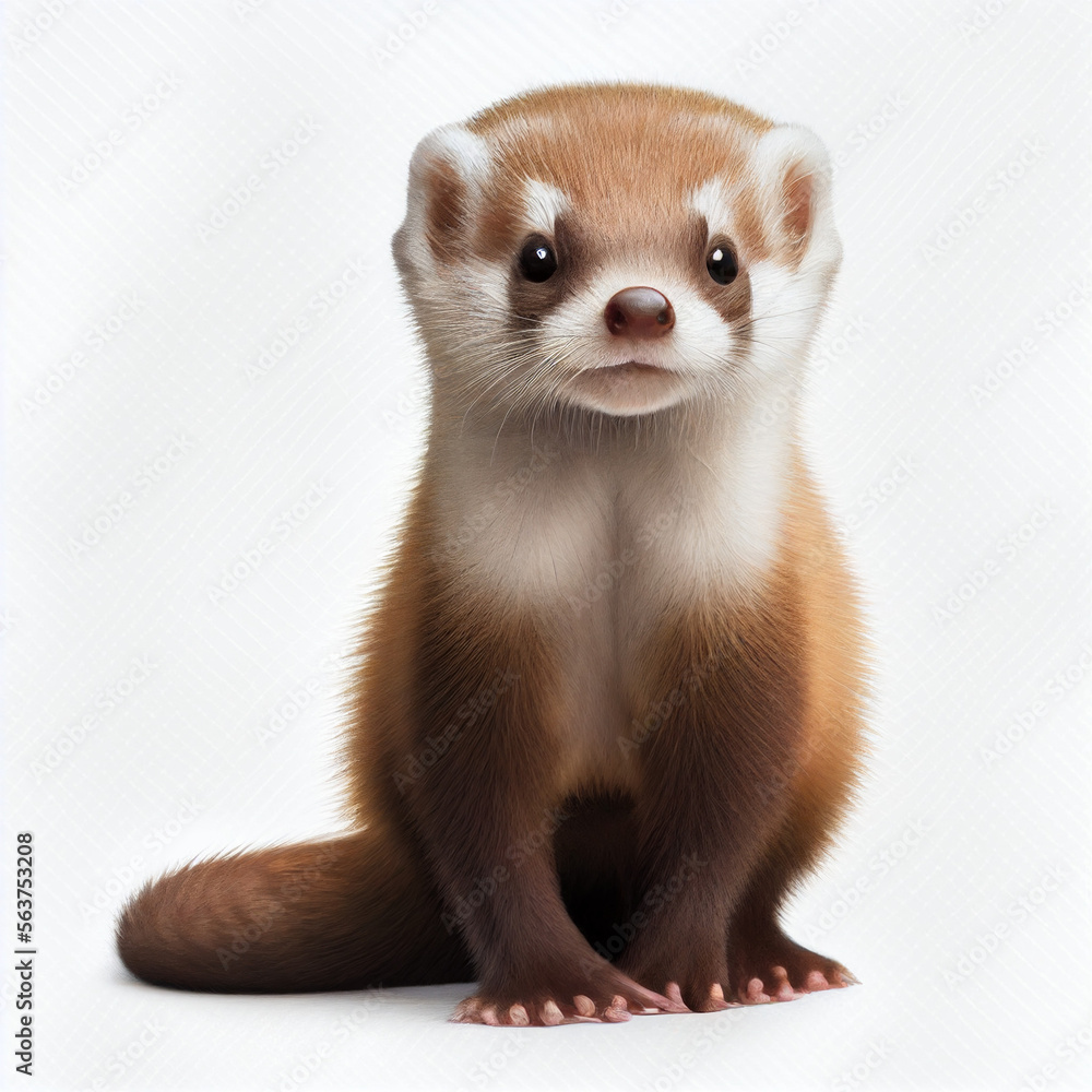 Cinnamon Ferret full body image with white background ultra realistic