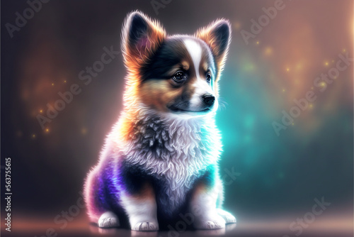 Cute baby dog cinematic art RGB