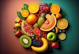 illustration of assorted fresh fruits,image generated by AI