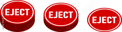 Foto Red Eject Push Button Badge Icon Set in Perspective View in Various Stages