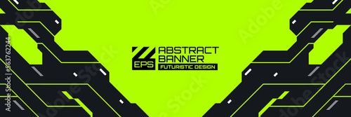 Abstract futuristic banner, cyberpunk background vector with HUD shapes ornament, modern technology retro futurism
