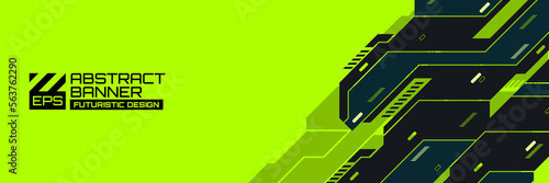 Abstract futuristic banner, cyberpunk background vector with HUD shapes ornament, modern technology retro futurism