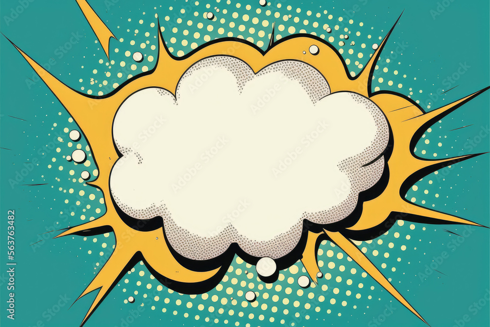 Pop Art Cloud Bubble - Empty, Funny Speech Bubble with trendy colorful retro vintage comic background in Pop Art style. Illustration with easy editable snow textures and drip effect for your design Pop Art Cloud Bubble - Empty, Funny Speech Bubble with trendy colorful retro vintage comic background in Pop Art style. Illustration with easy editable snow textures and drip effect for your design