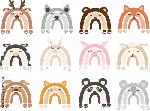 Photography Baby Face Animals Rainbow Set